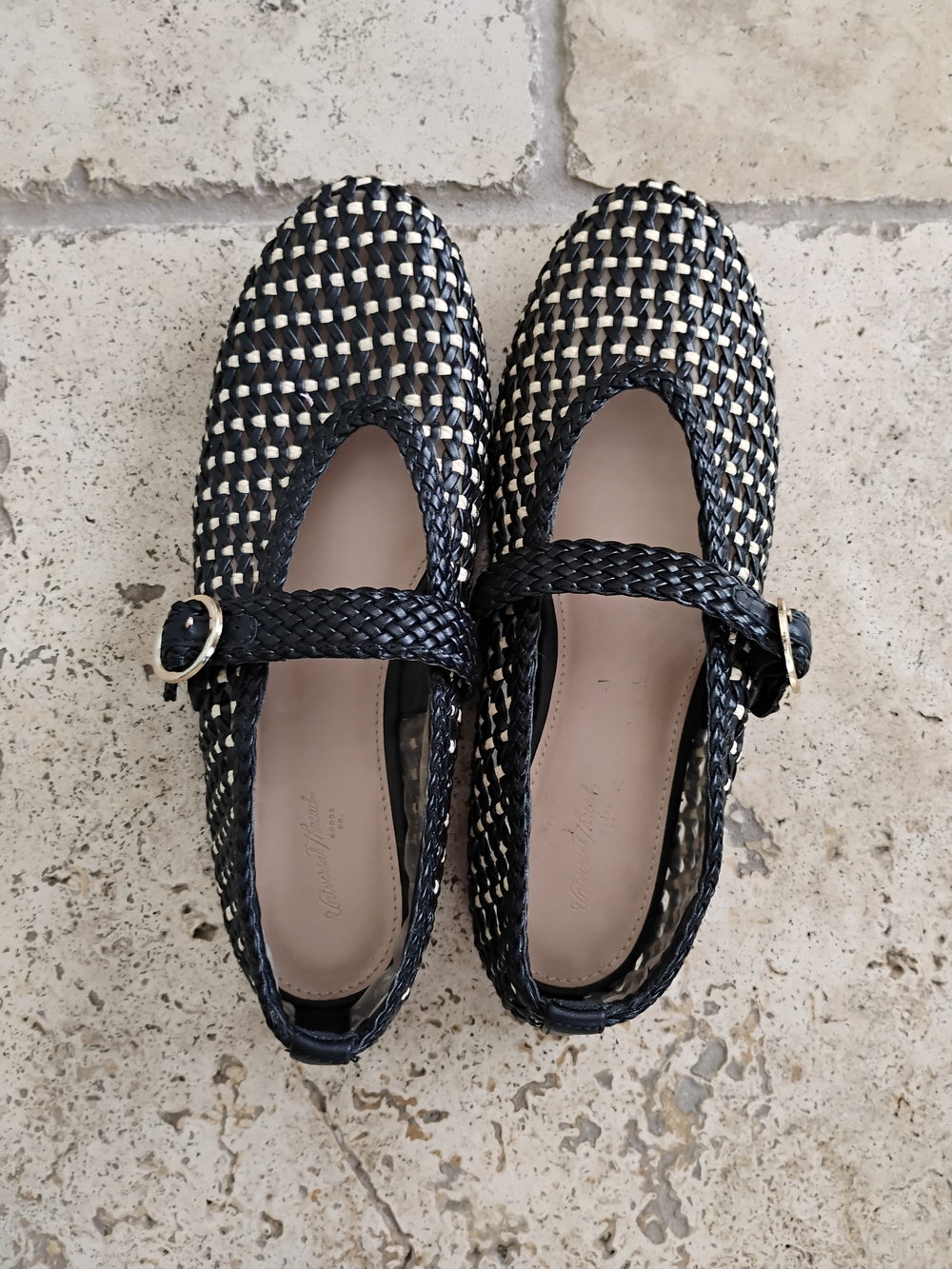 Universal Thread Black and Cream Braided Mary Jane Flats